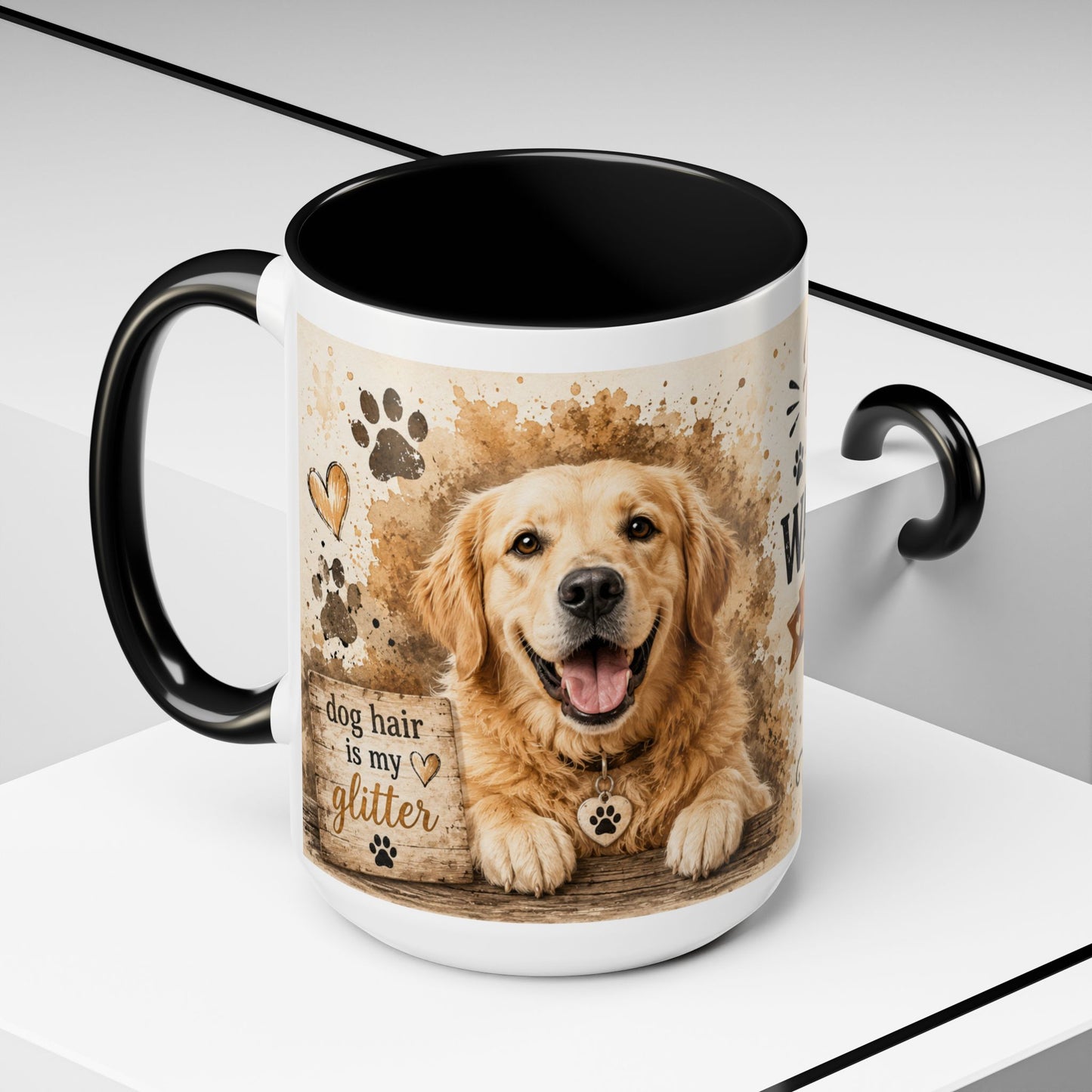 Dog Lover Coffee Mug — "Happiness is a Wet Nose, Wagging Tail" Accent Mug