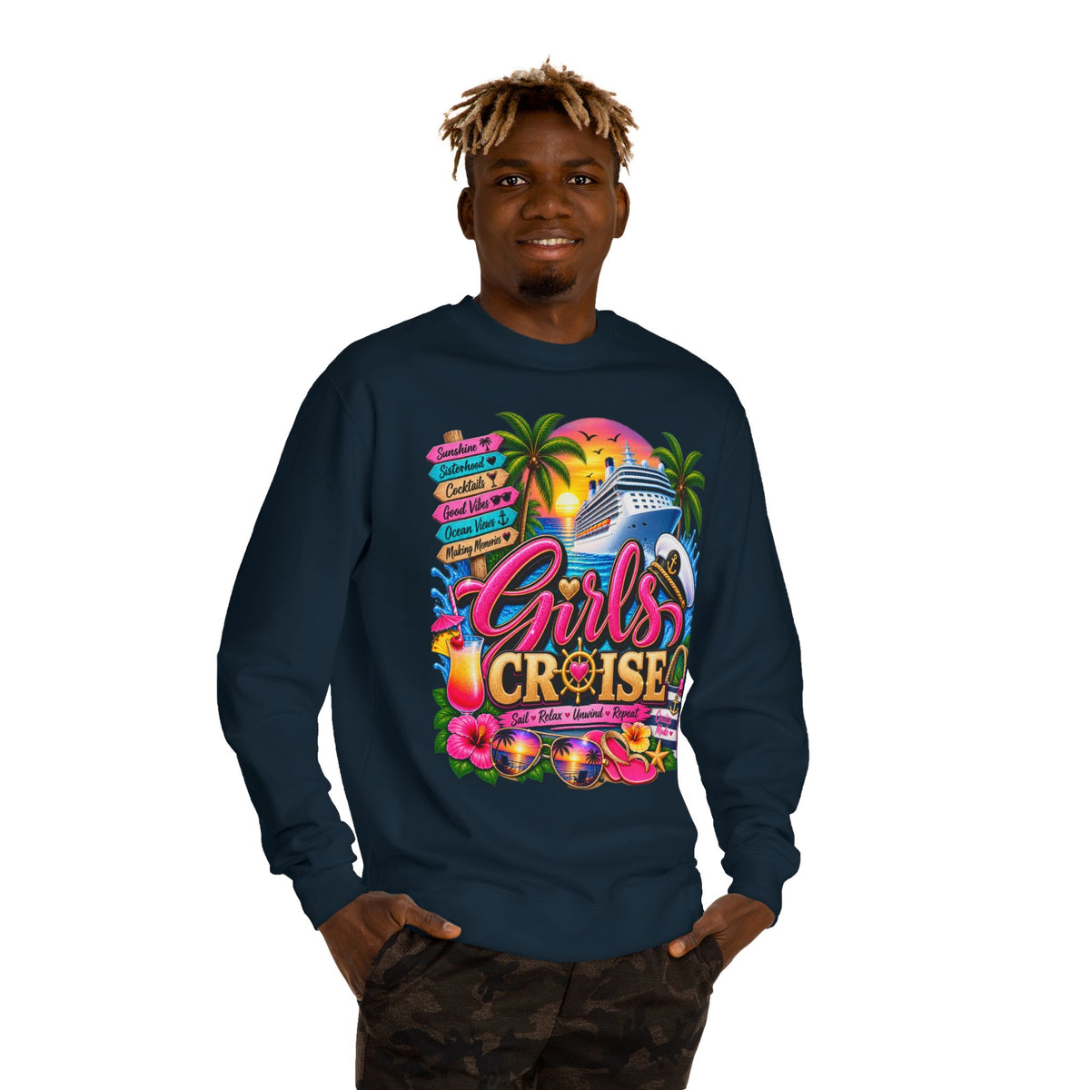 Girls Cruise Sweatshirt — Tropical Bachelorette/Group Vacation Crewneck