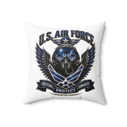 U.S. Air Force Emblem Throw Pillow — Defend Protect Dominate Military Decorative Pillow