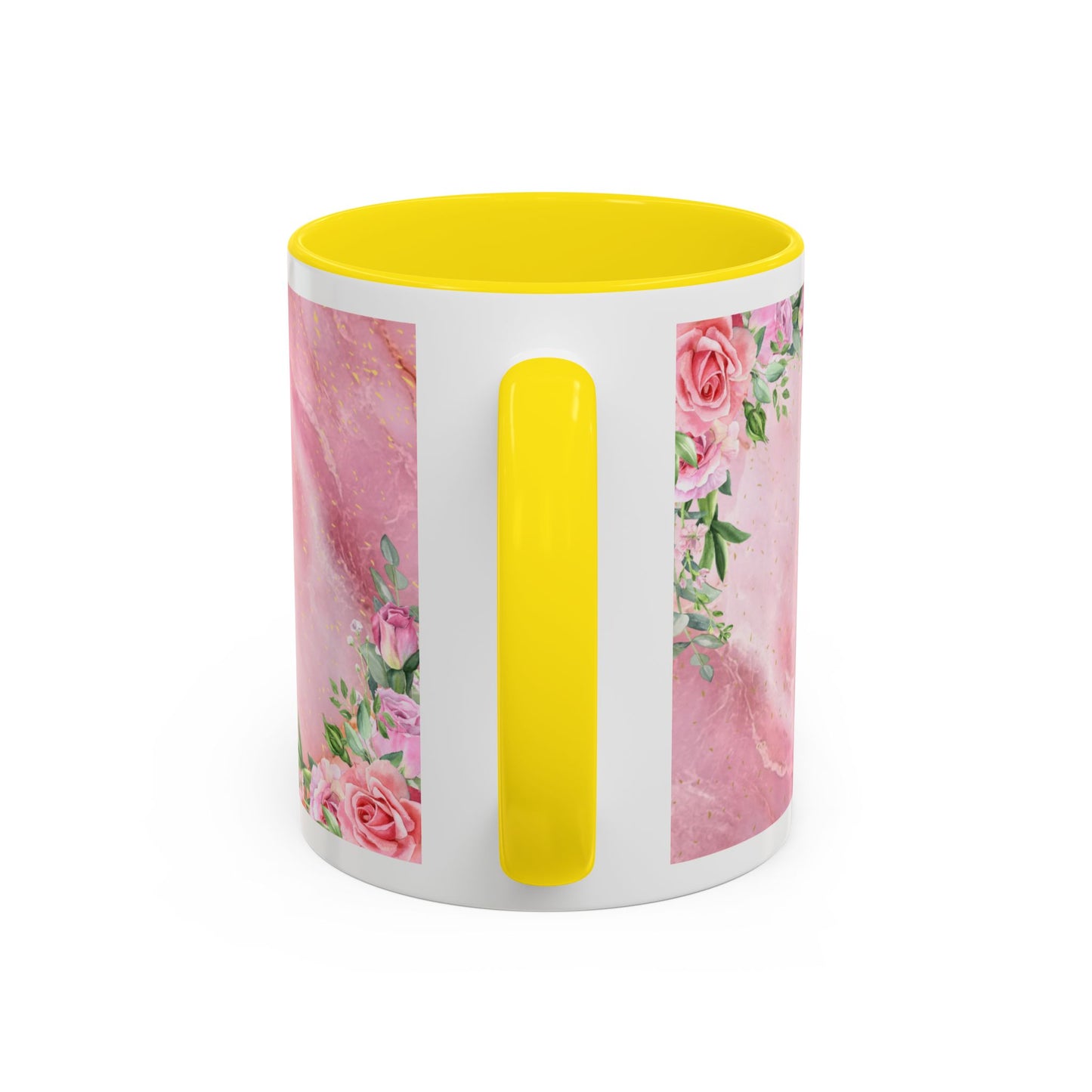Mother’s Love Accent Coffee Mug — “A Mother's Love is the Heart of the Family” (Pink Floral, 11/15oz)