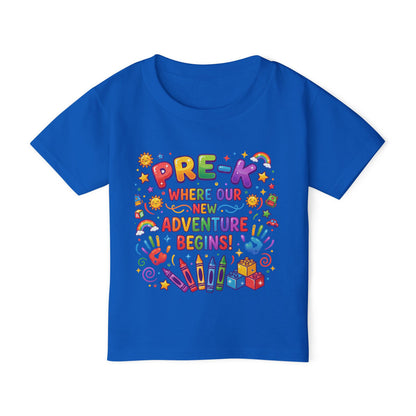 Toddler T‑Shirt — "Pre-K: Where Our New Adventure Begins!" Colorful Back-to-School Tee