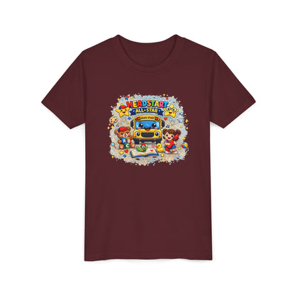 Youth Tee — "Headstart All-Star" Cute School Bus & Characters Back-to-School Shirt