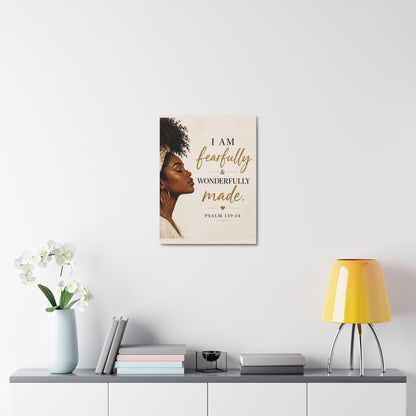 Canvas Wall Art — "I Am Fearfully & Wonderfully Made" Psalm 139:14 Inspirational Portrait