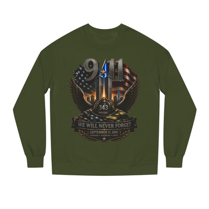 9/11 We Will Never Forget Crewneck Sweatshirt – Memorial Tribute
