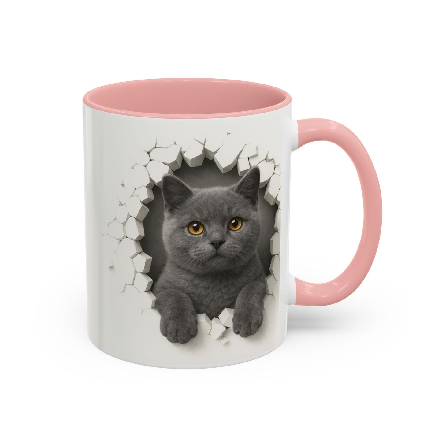 Peekaboo Grey Cat Accent Coffee Mug – Cute 11/15oz Cat Lover Gift