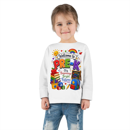 Welcome to Pre-K Toddler Long Sleeve Tee — Cute Back-to-School Preschool Shirt