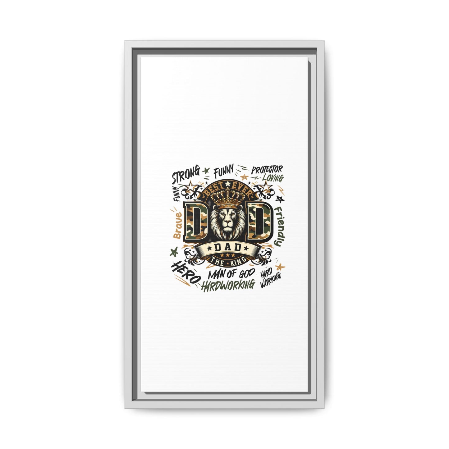 Framed Matte Canvas 'Best Ever DAD' Wall Art – Lion King Design, Father’s Day Gift