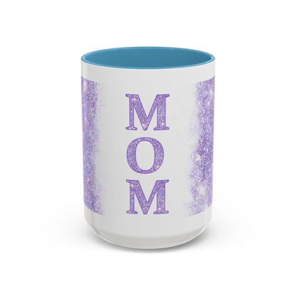 Mom Glitter Accent Coffee Mug – Purple Sparkle Mother's Day Gift (11/15oz)