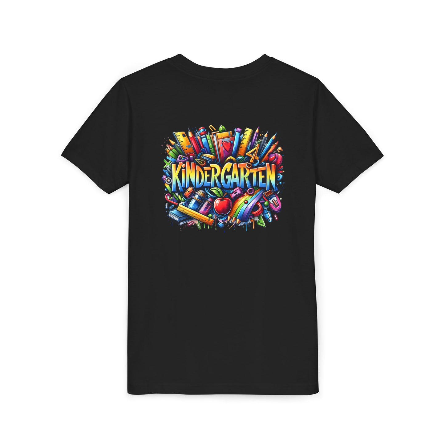 Kindergarten Colorful School Supplies Youth Tee — Back-to-School Kids T-Shirt