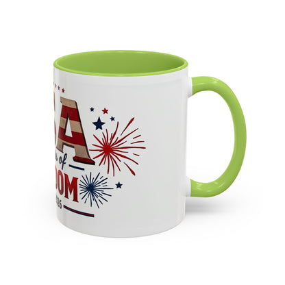 USA 250 Years of Freedom Accent Coffee Mug – 1776–2026 Patriotic Fourth of July Gift