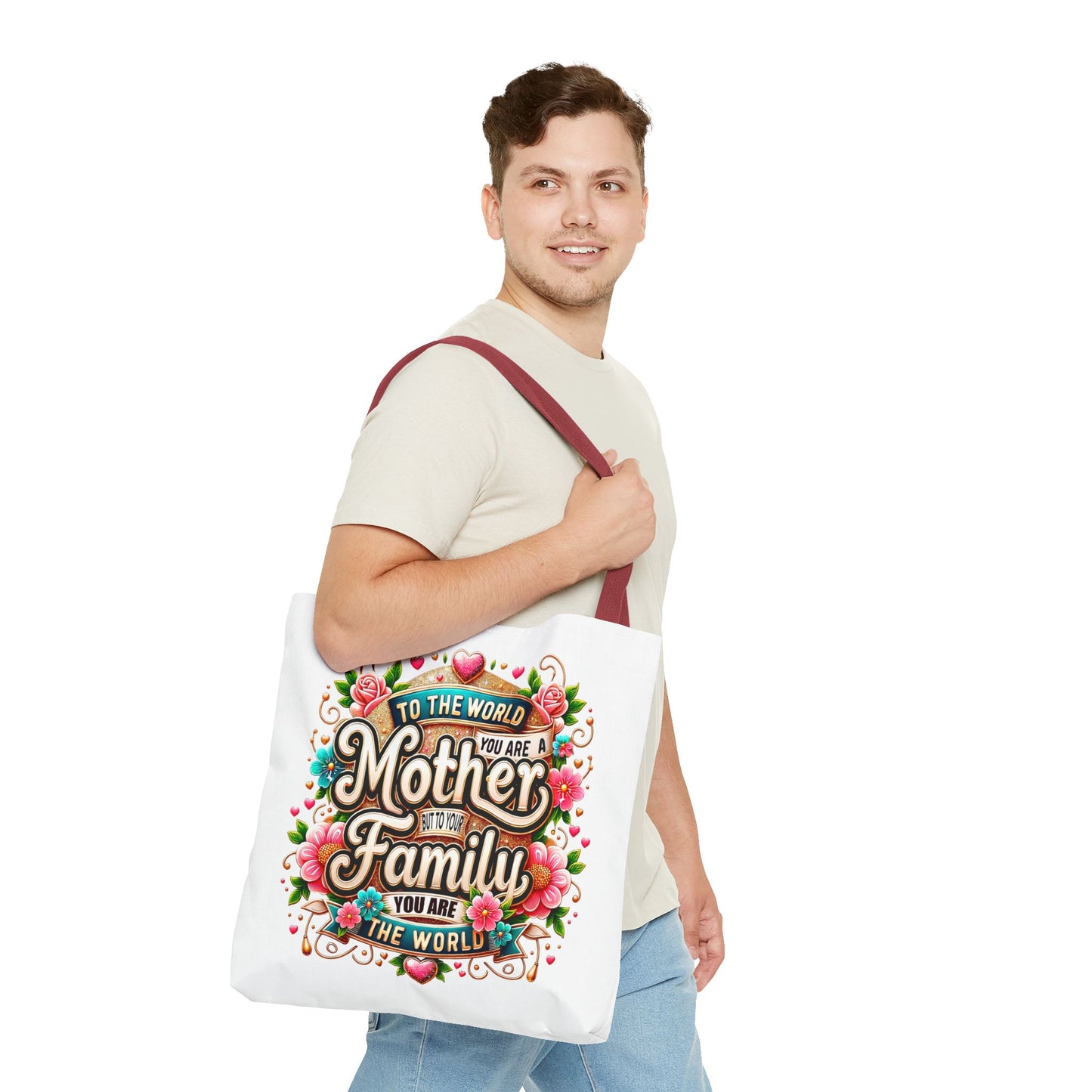 Mother & Family Floral Tote Bag — "To the world you are a Mother" Gift Tote