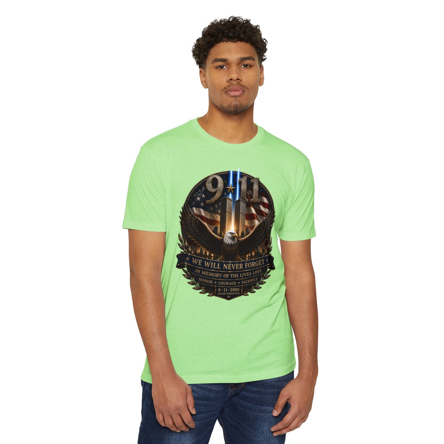 9/11 Memorial Eagle T-Shirt — We Will Never Forget Patriotic Tribute Tee
