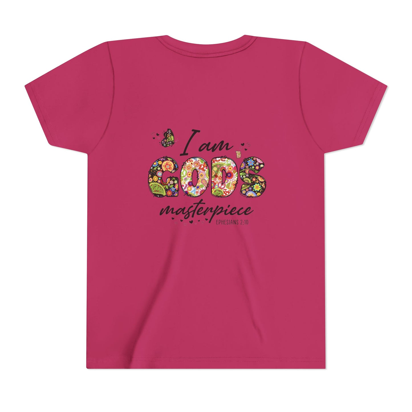 I Am God’s Masterpiece Youth Tee — Floral Christian Inspirational Shirt
