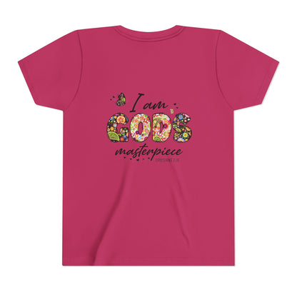 I Am God’s Masterpiece Youth Tee — Floral Christian Inspirational Shirt