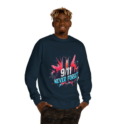 9/11 Never Forget Sweatshirt - Tribute Crewneck with Twin Towers Graphic