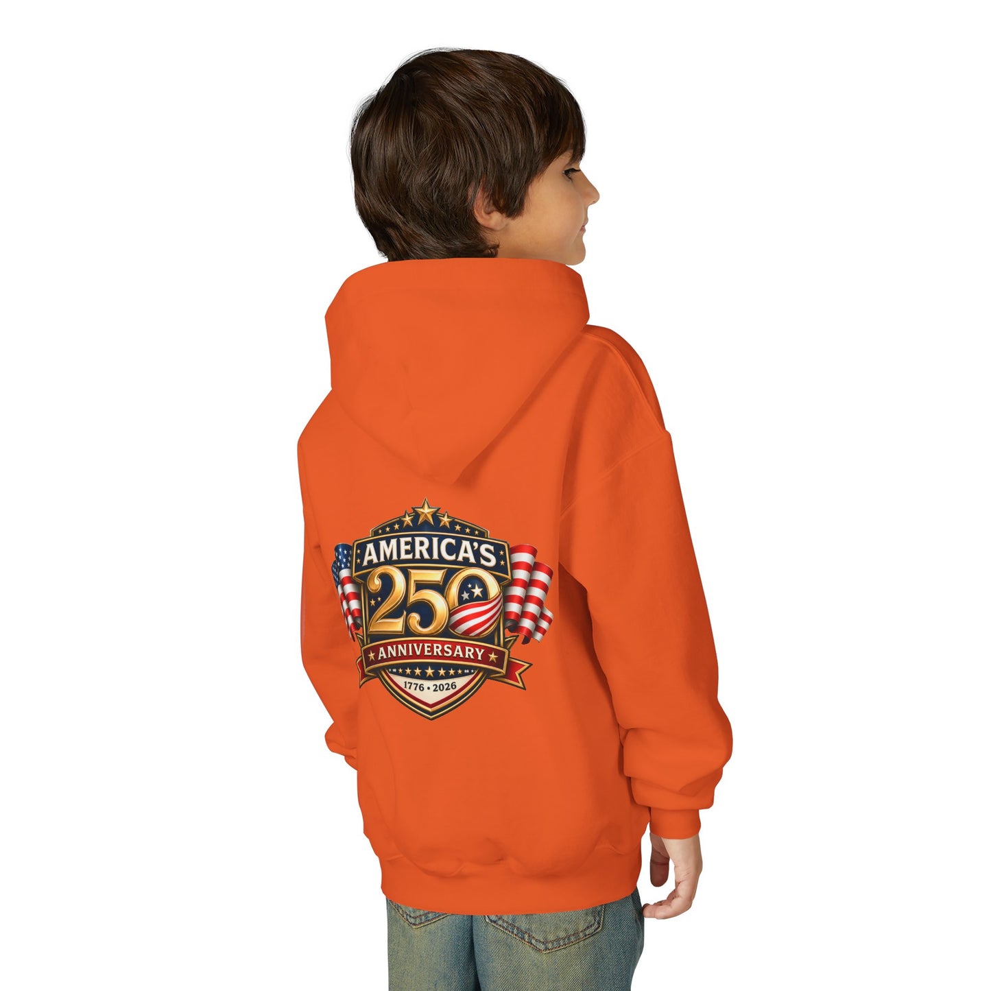 Youth Hoodie — "America's 250th Anniversary" Patriotic 1776-2026 Celebration Design