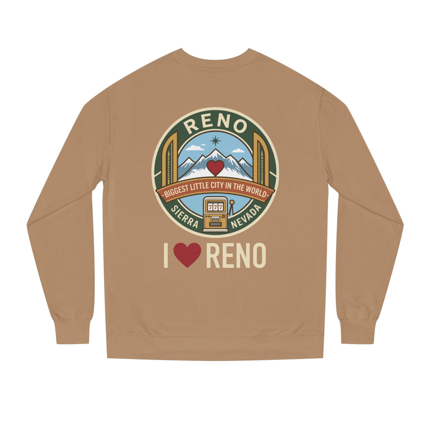 I  Reno Sweatshirt — Vintage Reno Nevada Mountain Badge Crewneck