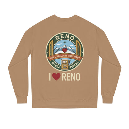 I  Reno Sweatshirt — Vintage Reno Nevada Mountain Badge Crewneck