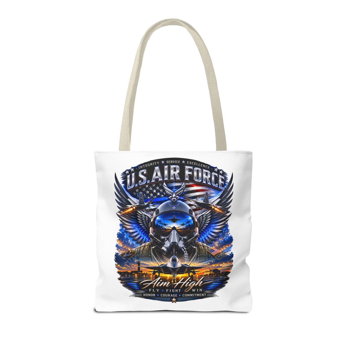 U.S. Air Force Aviator Tote Bag – 'Aim High' Military Pilot Design