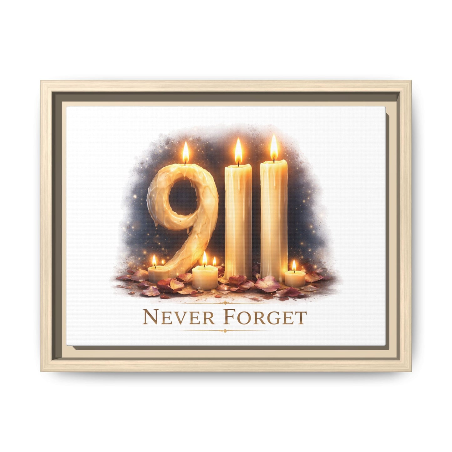 9/11 Never Forget Framed Canvas Print