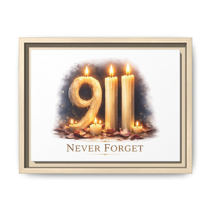 9/11 Never Forget Framed Canvas Print