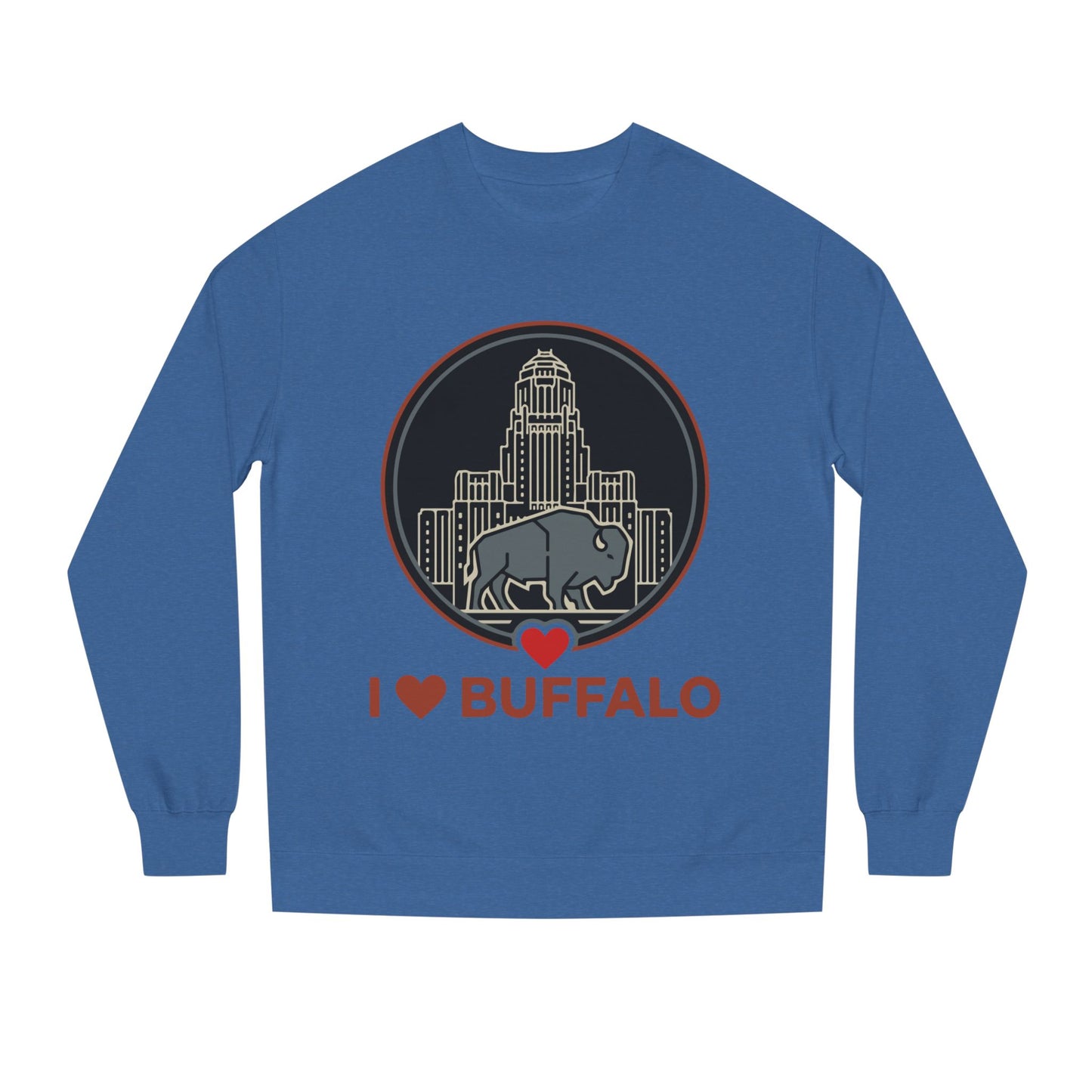 I  Buffalo Sweatshirt — Buffalo Skyline & Bison Graphic Crewneck