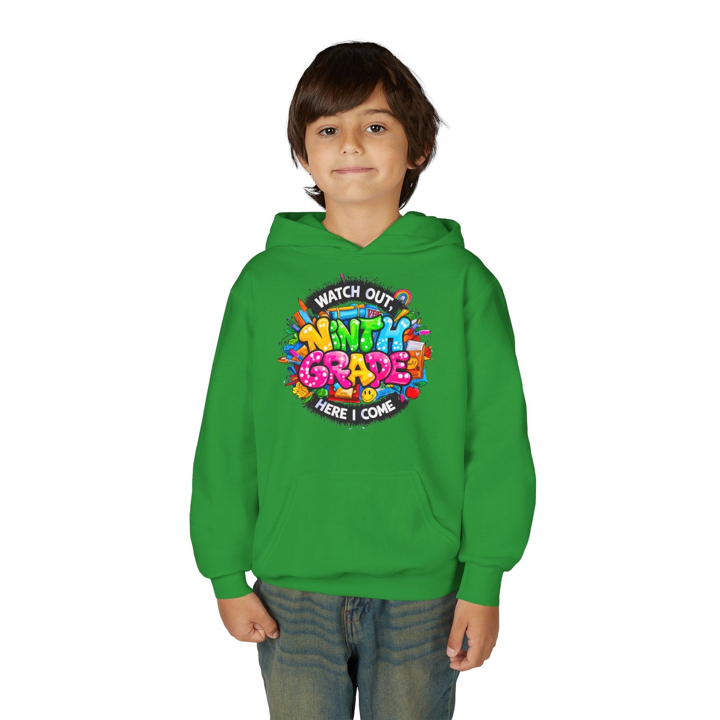 Kids' 4th Grade Hoodie – "Watch Out 4th Grade Here I Come" Colorful Back-to-School Sweatshirt