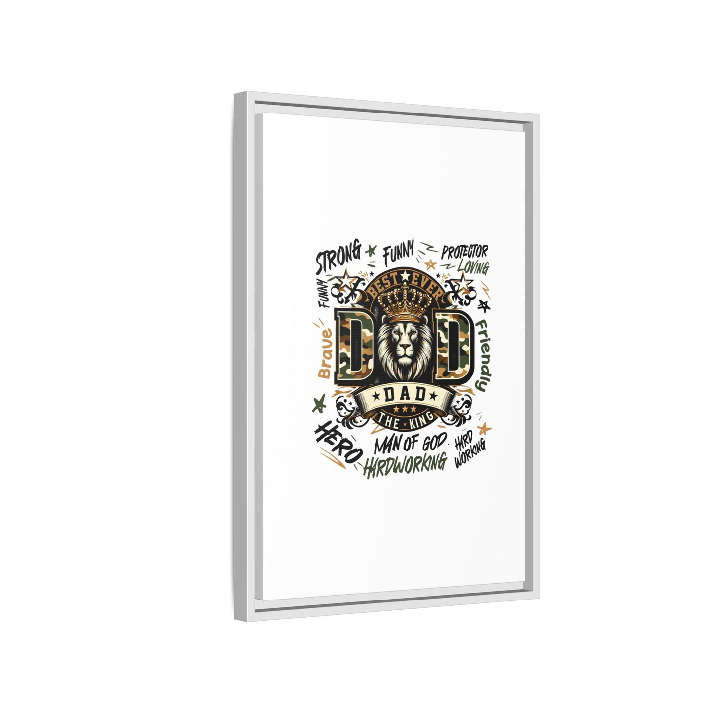 Framed Matte Canvas 'Best Ever DAD' Wall Art – Lion King Design, Father’s Day Gift