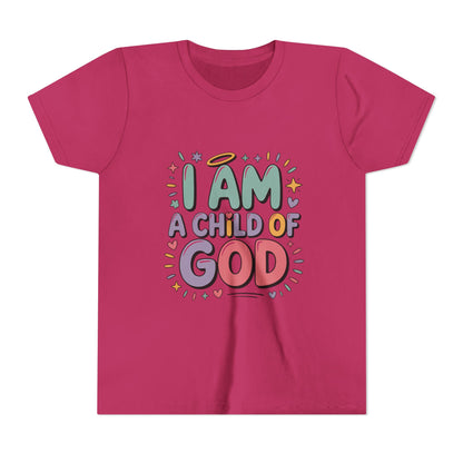 I Am A Child of God Youth Tee — Cute Pastel Christian Kids T-Shirt