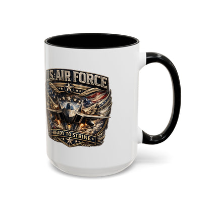 U.S. Air Force Accent Coffee Mug — "Ready to Strike" Military Aviation Gift