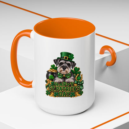 St. Patrick's Day Schnauzer Coffee Mug – Happy St. Patrick's Day Accent Mug