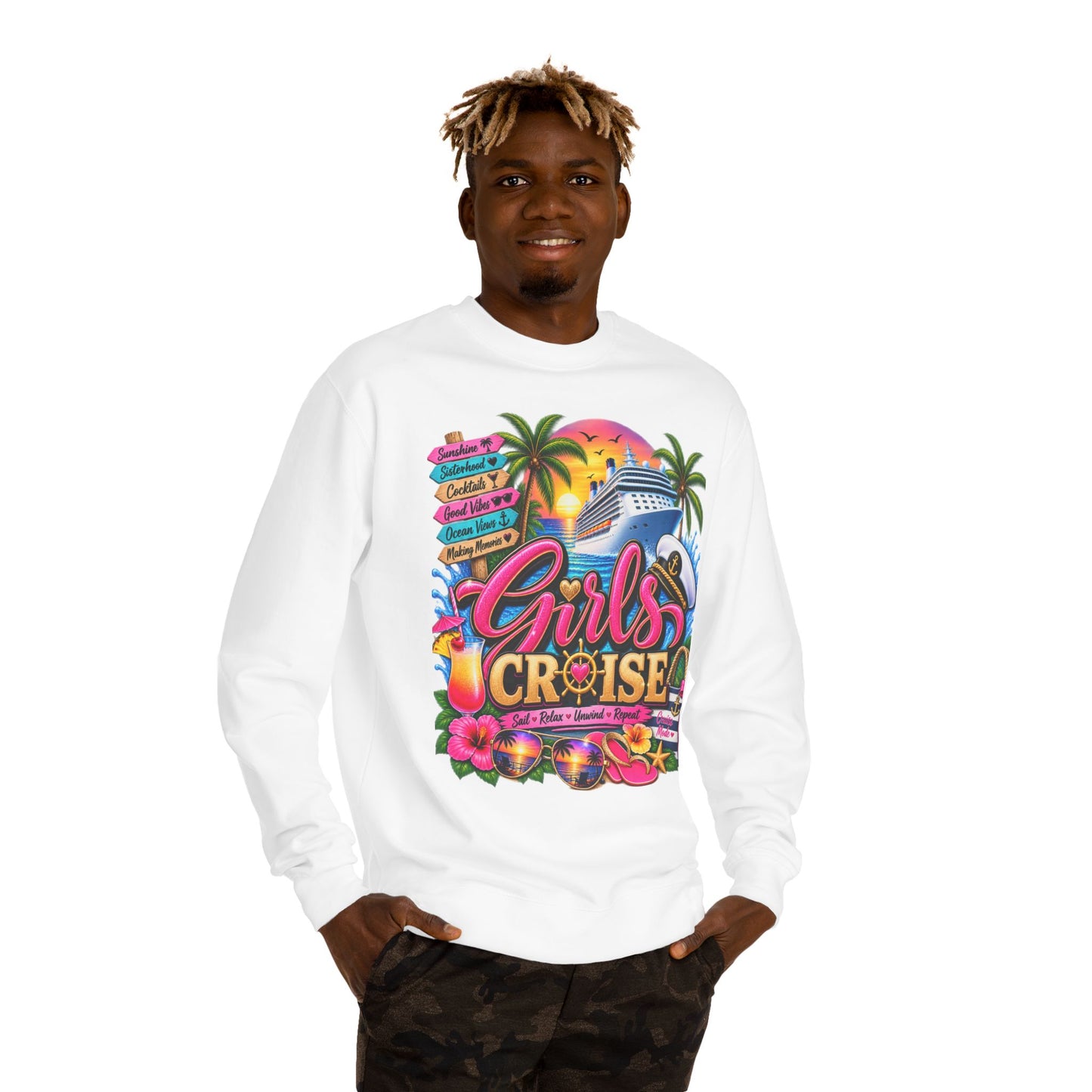 Girls Cruise Sweatshirt — Tropical Bachelorette/Group Vacation Crewneck