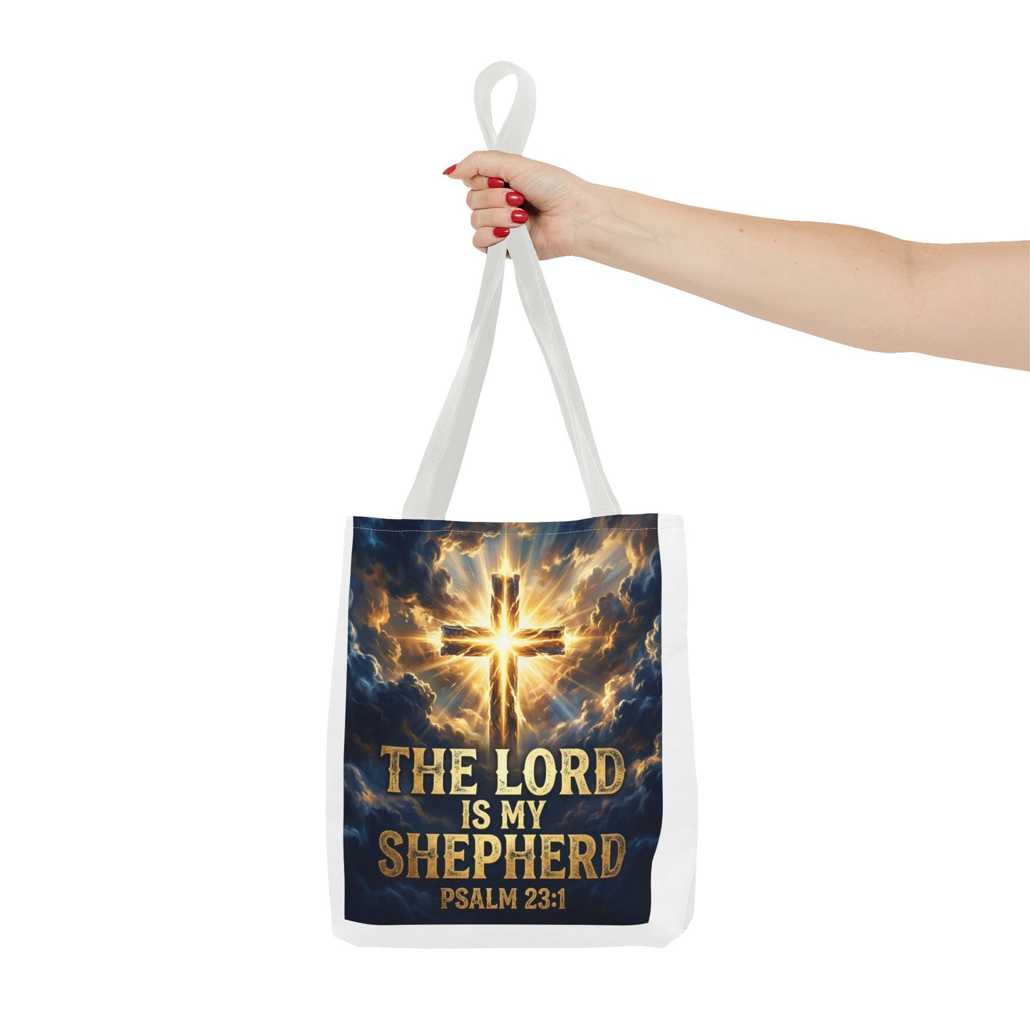 "The Lord Is My Shepherd" - Psalm 23:1 Religious Cross Tote Bag