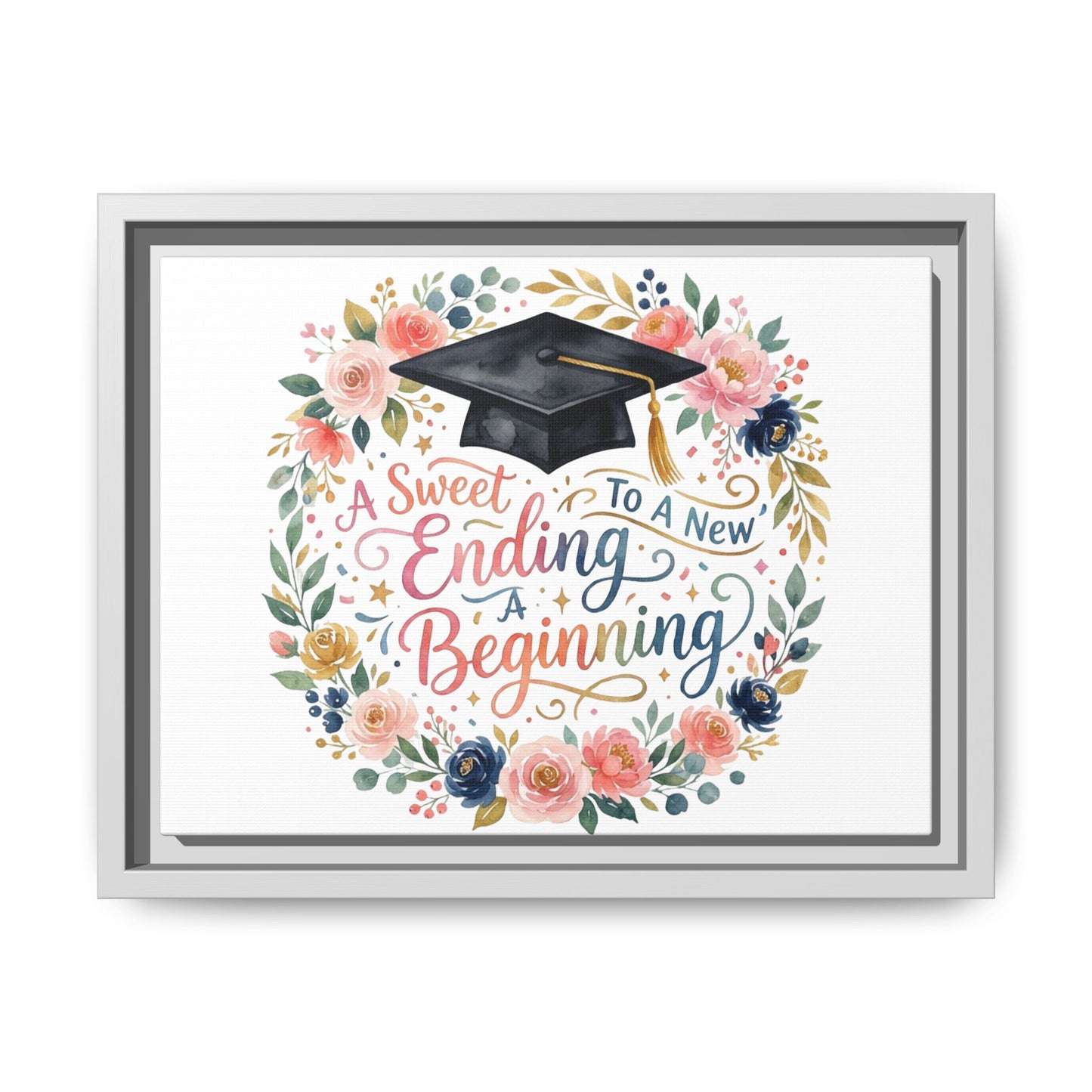 Graduation Canvas Print – “A Sweet Ending to a New Beginning” Framed Wall Art