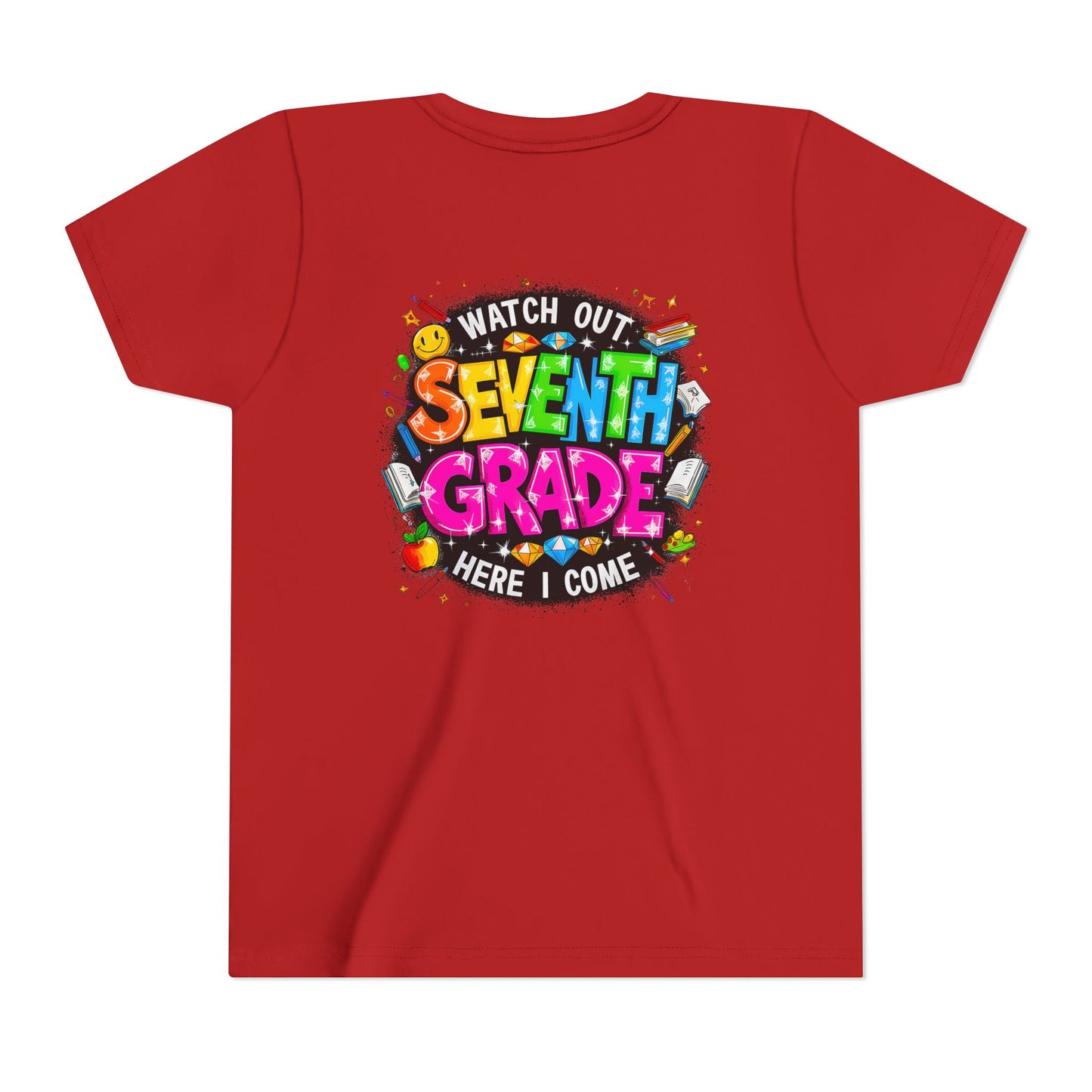 Seventh Grade Kids T-Shirt – “Watch Out Seventh Grade Here I Come” Back-to-School Tee
