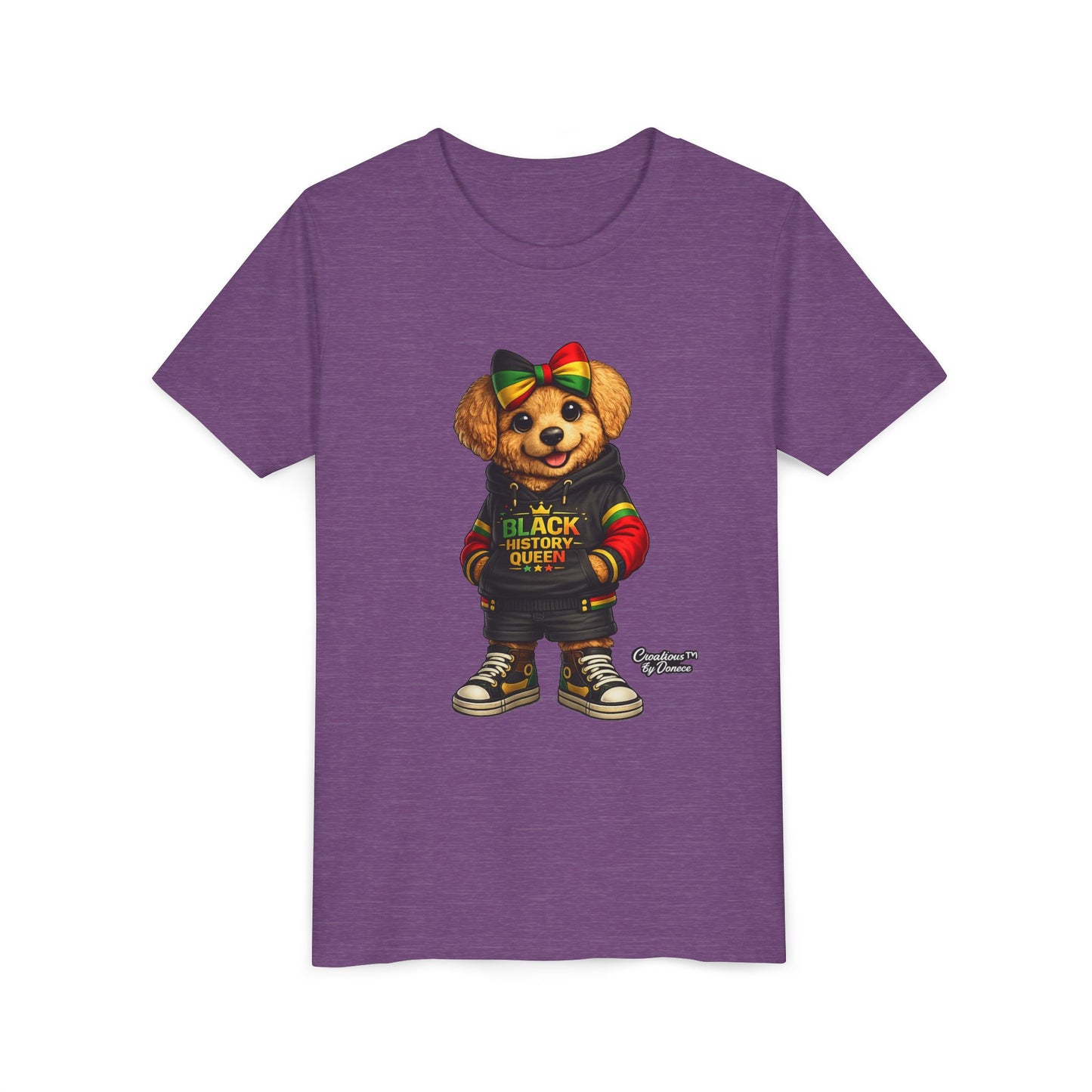 Youth Tee — Black History Queen Bear Graphic T-Shirt