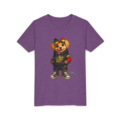 Youth Tee — Black History Queen Bear Graphic T-Shirt