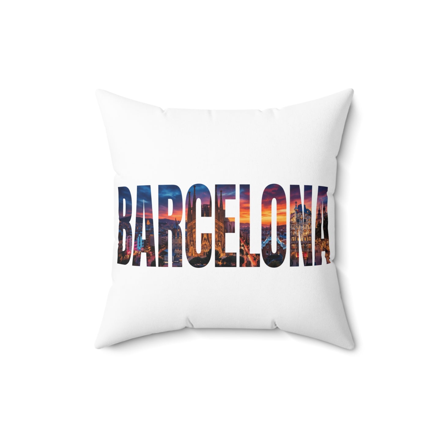 Barcelona Cityscape Throw Pillow — Travel Souvenir Decorative Pillow