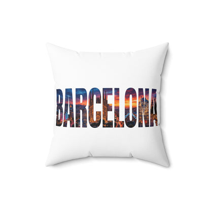 Barcelona Cityscape Throw Pillow — Travel Souvenir Decorative Pillow