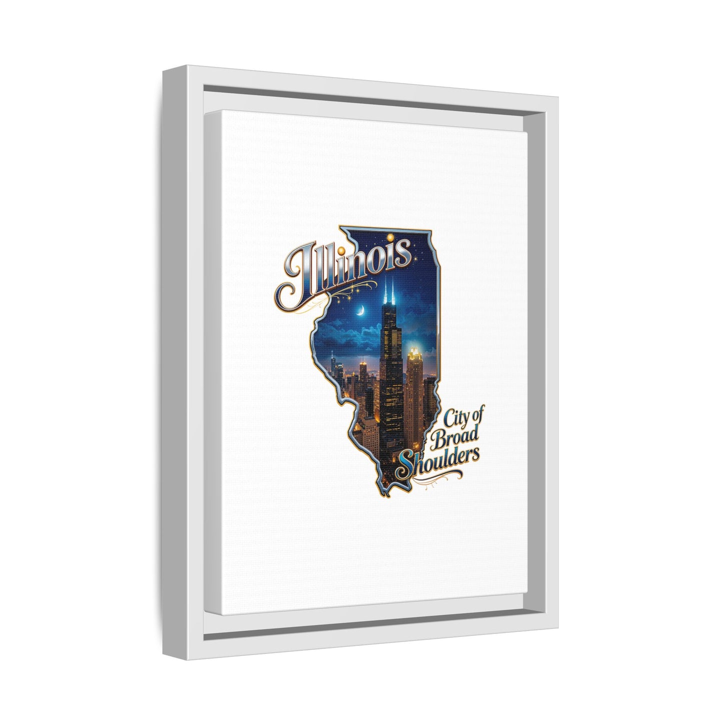 Illinois City of Broad Shoulders Matte Canvas Framed Wall Art