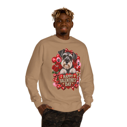 Valentine's Day Dog Sweatshirt — Cute Schnauzer "Happy Valentine's Day" Crewneck