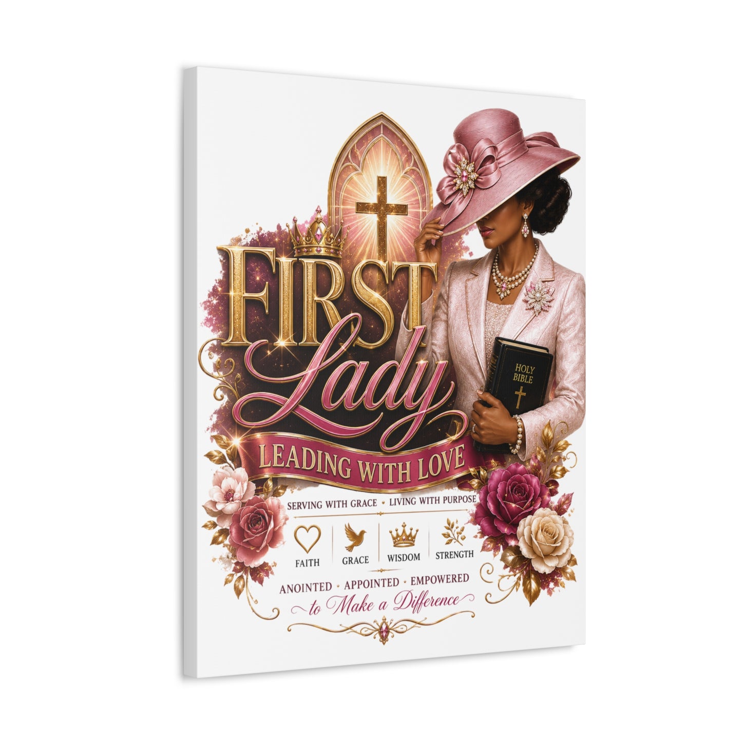 First Lady Leading With Love Canvas Wall Art — Faith-Based Church Decor