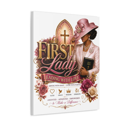 First Lady Leading With Love Canvas Wall Art — Faith-Based Church Decor