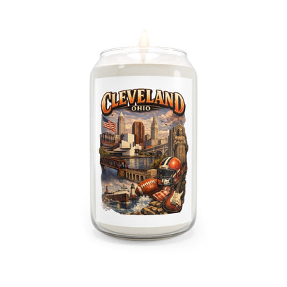 Cleveland Ohio Scented Soy Candle 13.75oz — Cityscape & Football Keepsake