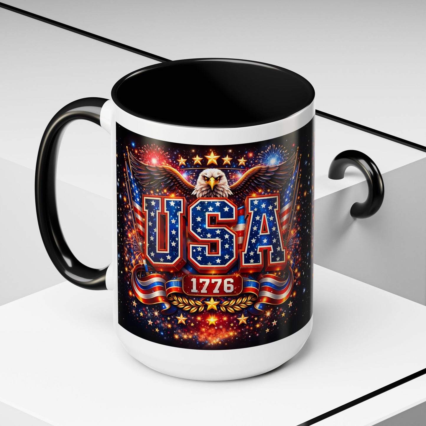 USA Eagle Coffee Mug – Patriotic 1776 Accent Mug (11/15oz)