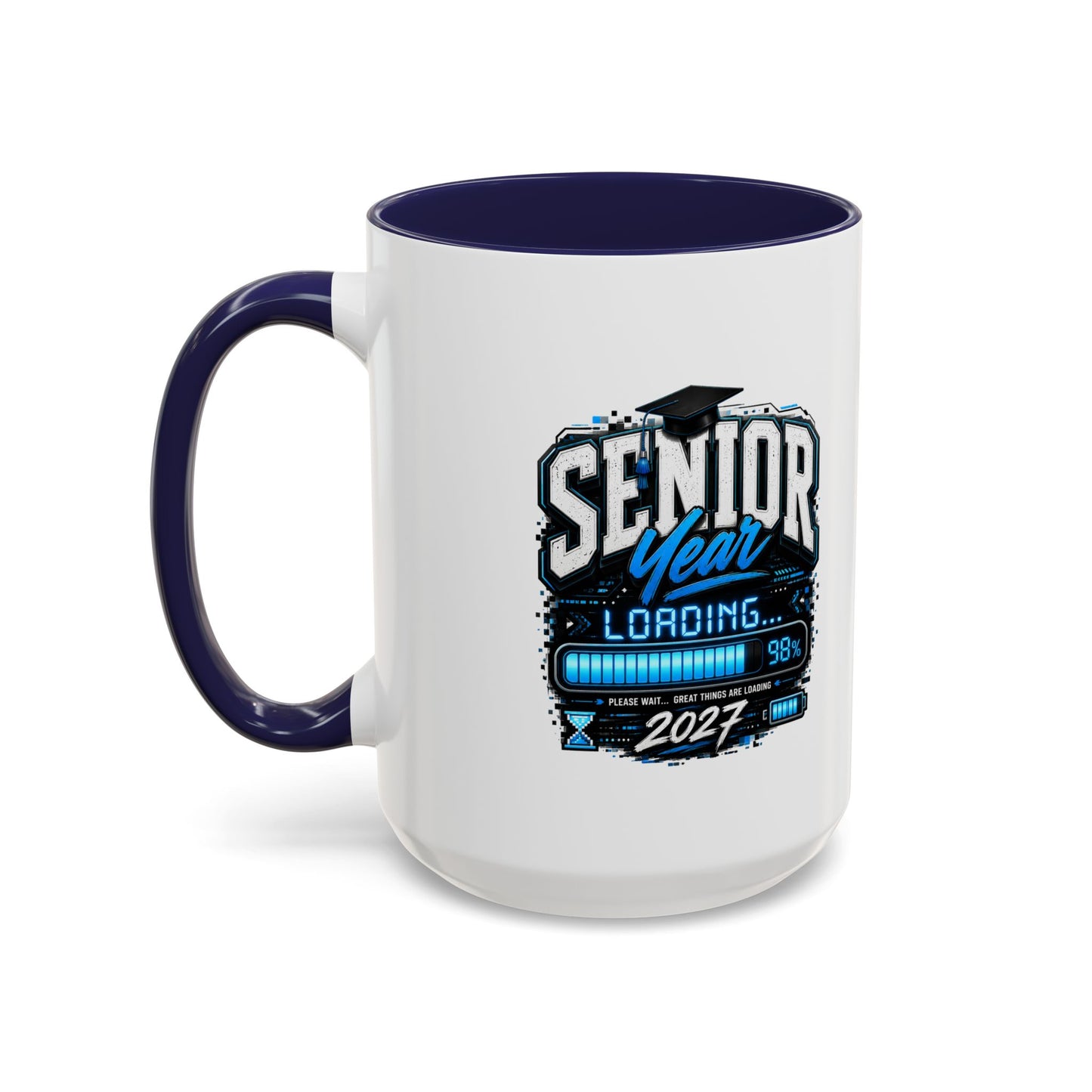 Senior Year Loading 2027 Accent Coffee Mug — Graduation Gift Cup (11/15oz)