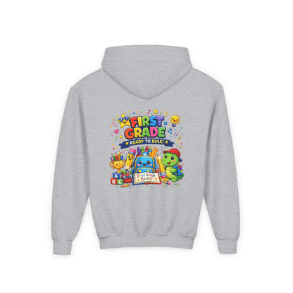 First Grade Hoodie - "First Grade Ready To Rule" Kids Back-to-School Sweatshirt