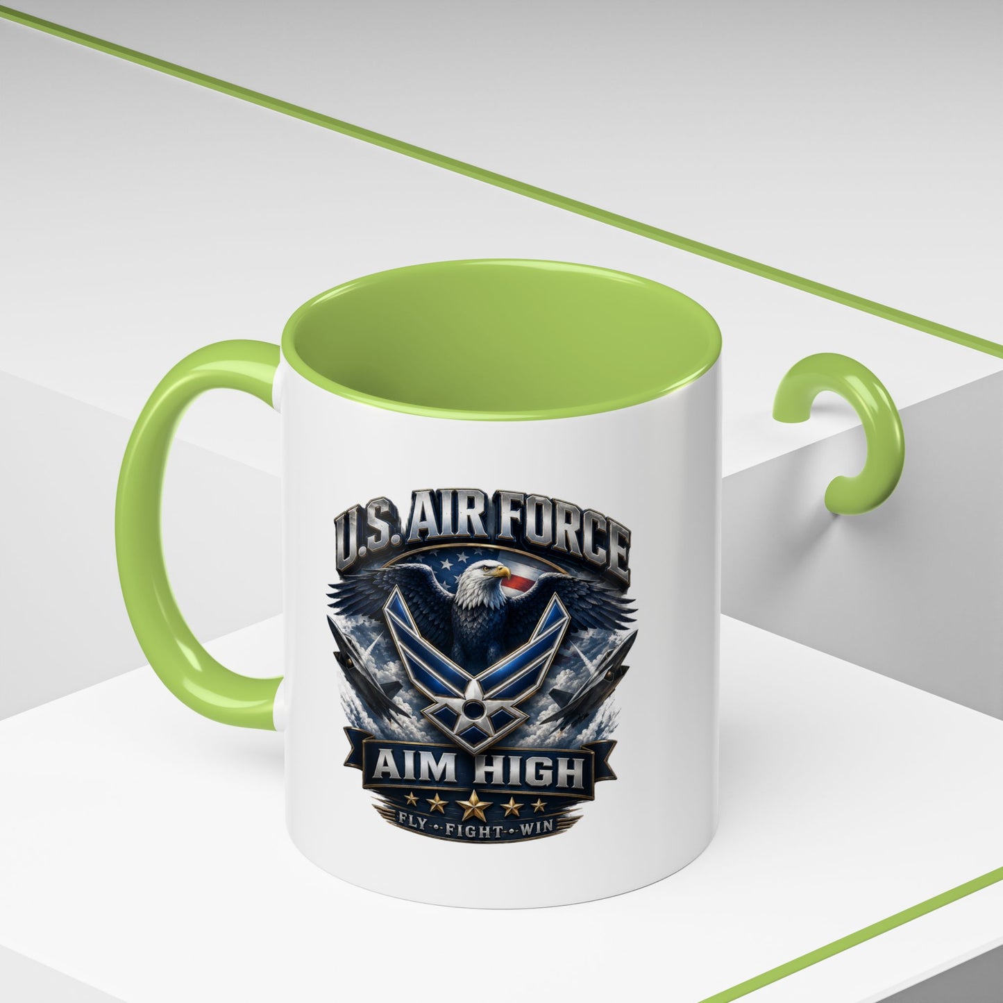 U.S. Air Force Accent Coffee Mug — Aim High Eagle Design (11/15 oz)