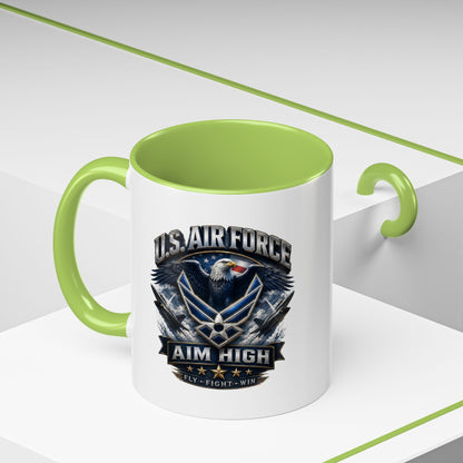 U.S. Air Force Accent Coffee Mug — Aim High Eagle Design (11/15 oz)