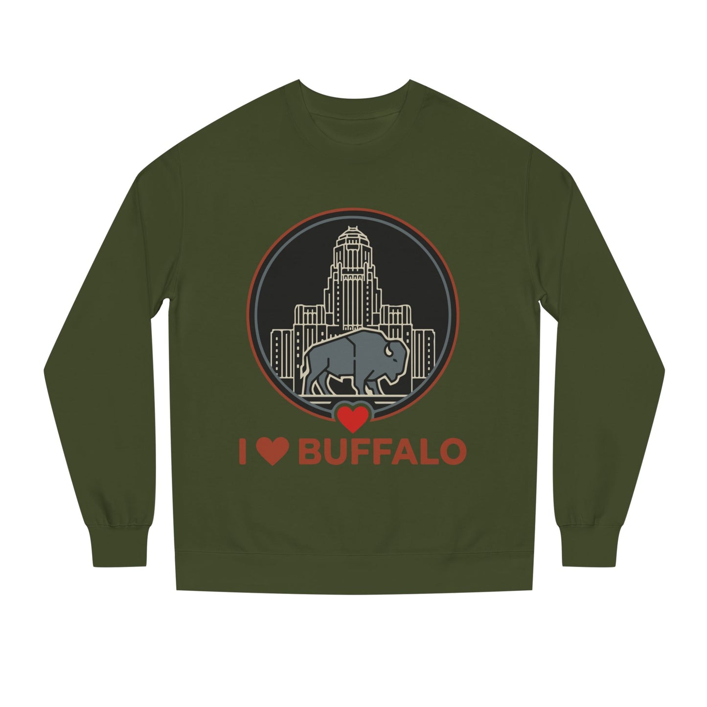 I  Buffalo Sweatshirt — Buffalo Skyline & Bison Graphic Crewneck